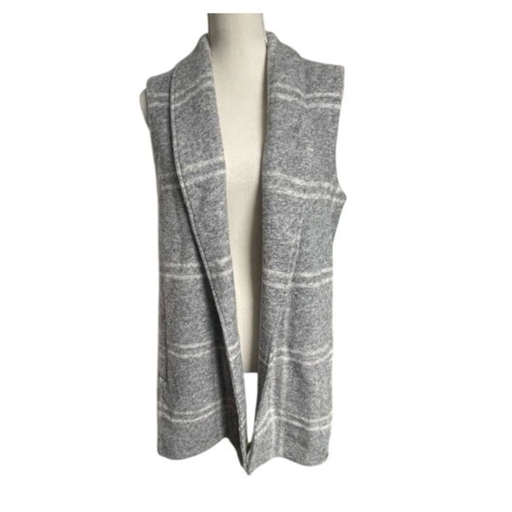 Rachel Zoe Wool Blend Gray Plaid Open‎ Front Vest Women's Medium